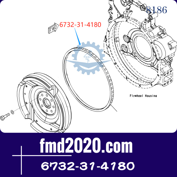 小松PC200-6，PC200-7，6D102飞轮齿圈6732-31-4180(图1)