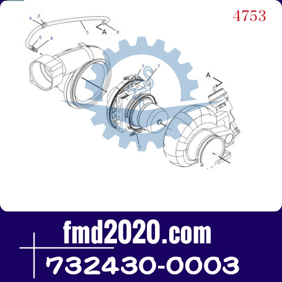 卡特工业发动机C15增压器240-0003，732430-0003型号GTA5008(图1)