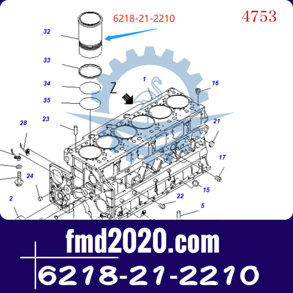 小松6D140勾机配件缸套6218-21-2210发动机型号SA6D140E-3