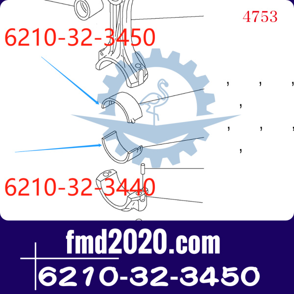 小松6D140连杆瓦6210-32-3440，6210-32-3450发动机型号SA6D140E-(图1)