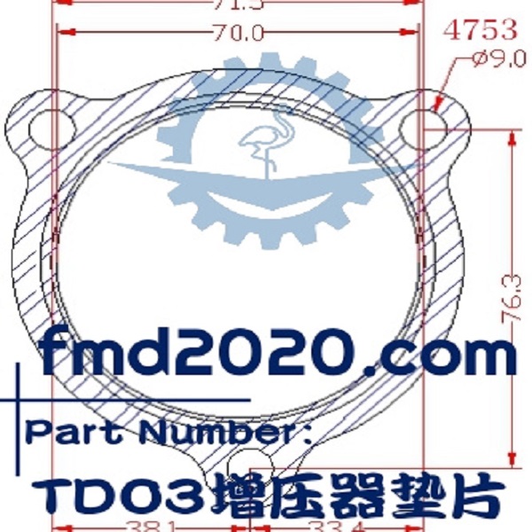 履带挖掘机配件锋芒机械供应TDO3增压器垫片(图1)